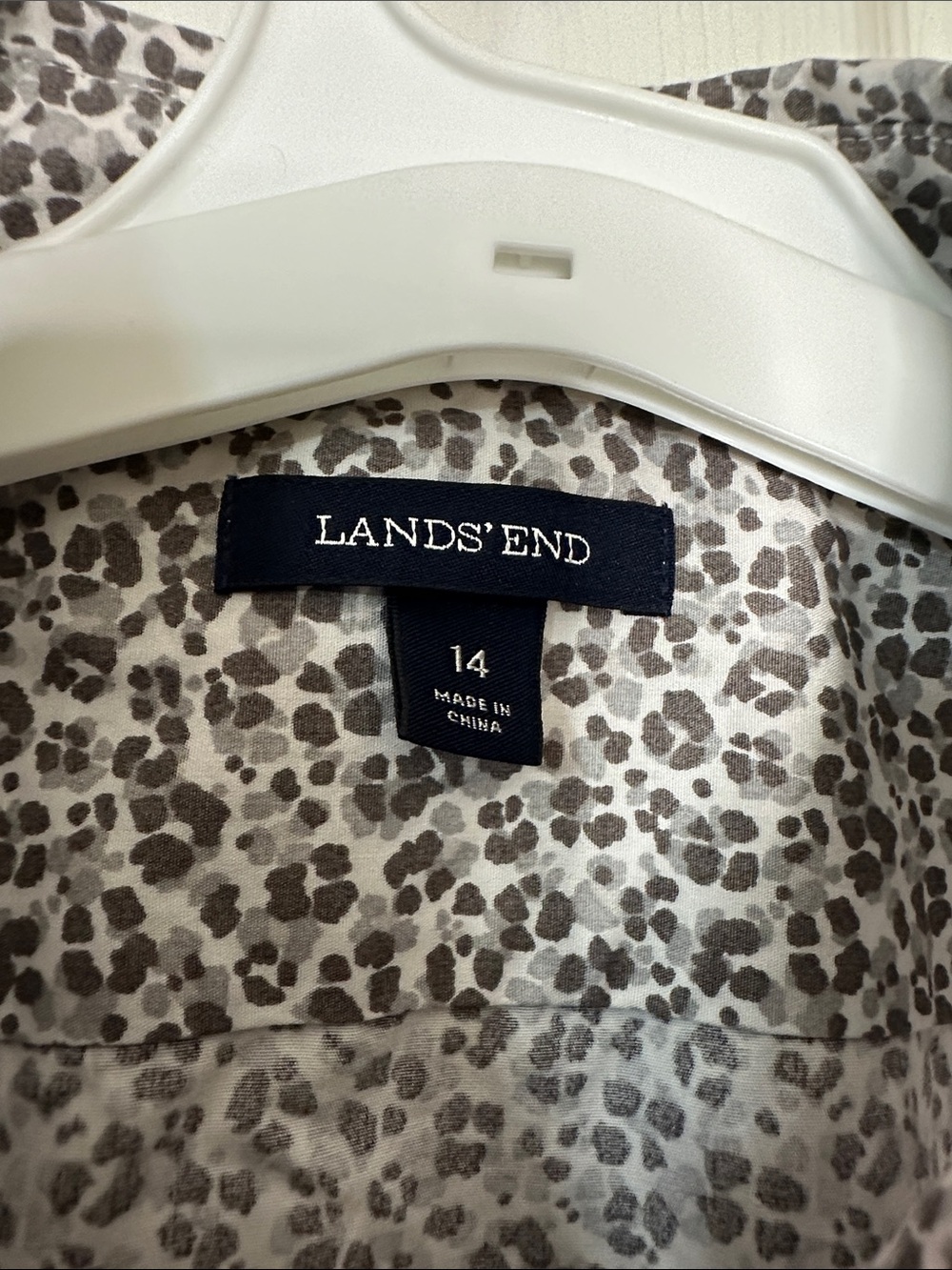 Lands' End White Micro Floral Button-Down Shirt - Picture 2 of 4
